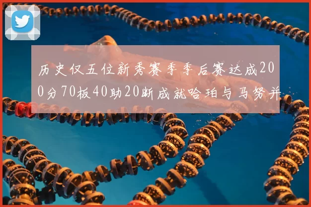 历史仅五位新秀赛季季后赛达成200分70板40助20断成就哈珀与马努并肩而立